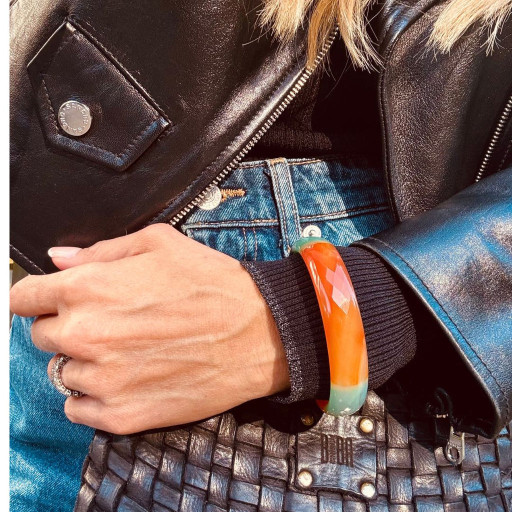 Red & Blue Agate Stone Bangle