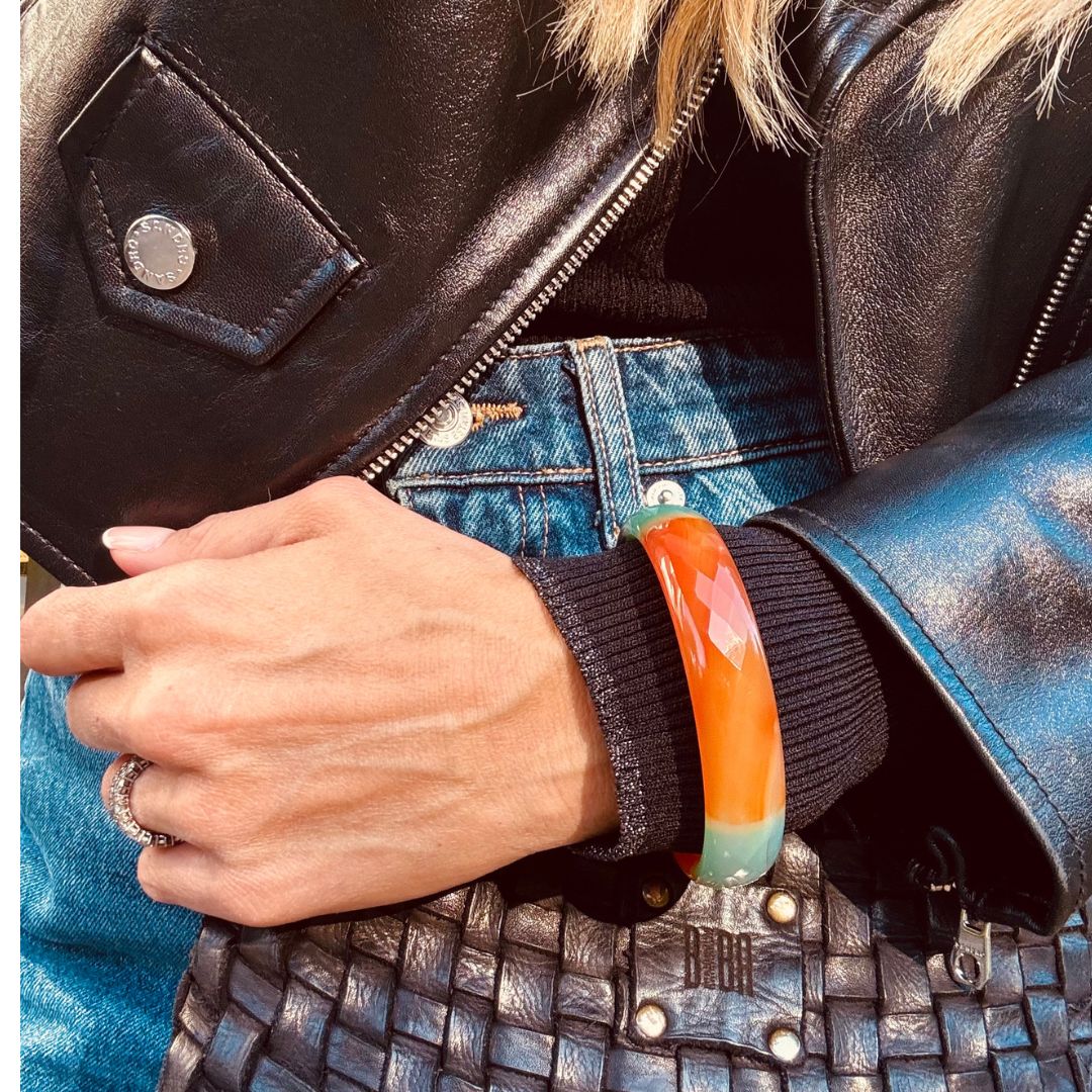 Red & Blue Agate Stone Bangle