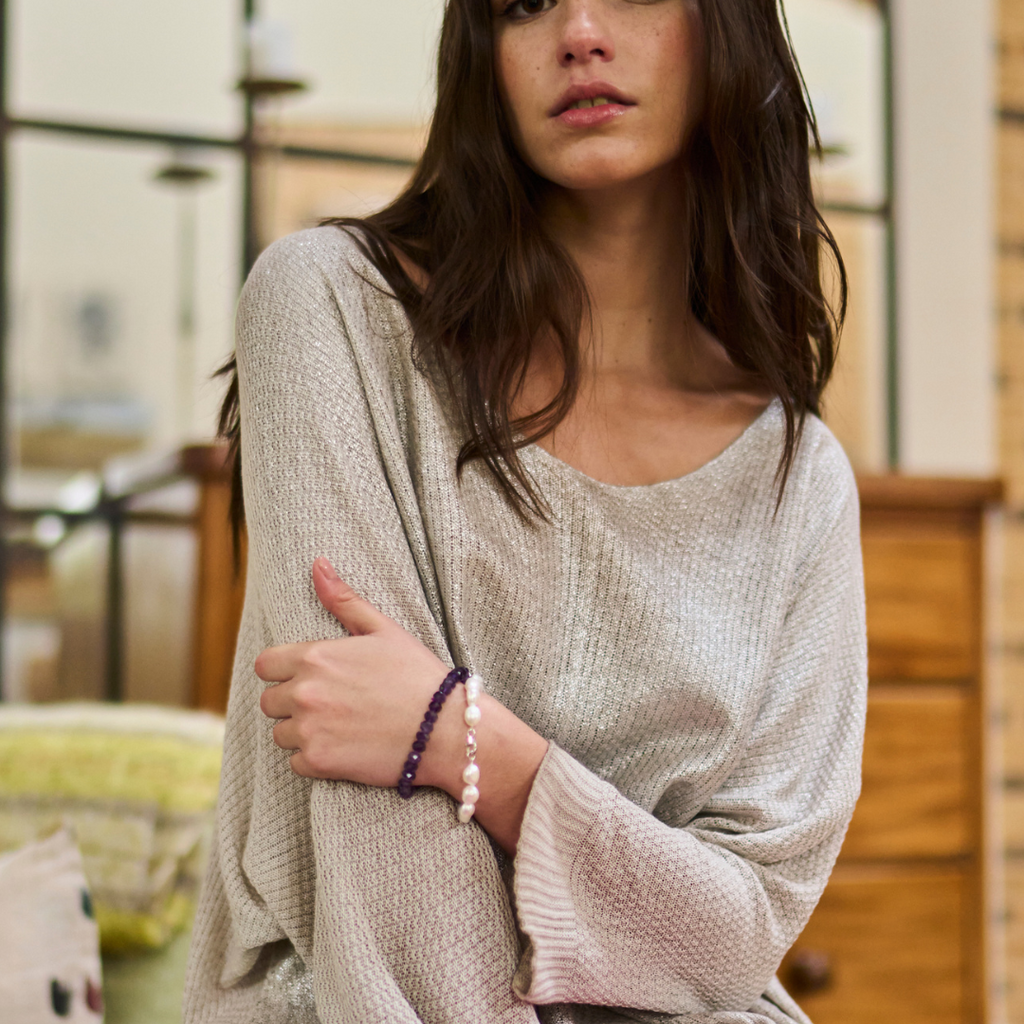 Amethyst Facetted Button Bracelet 8mm