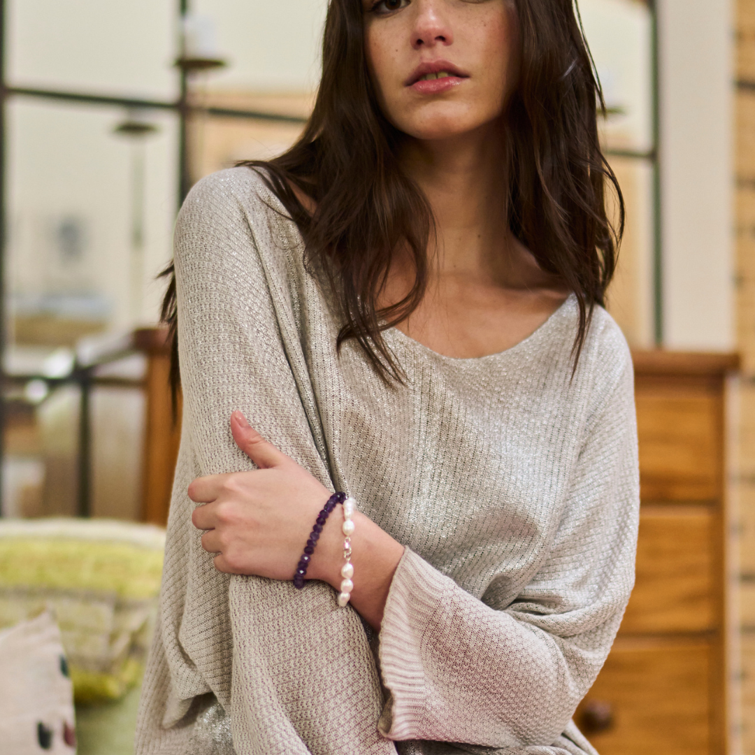 Amethyst Facetted Button Bracelet 8mm