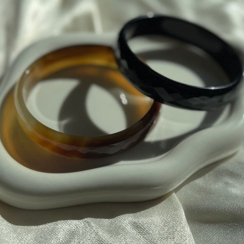Beige Brown Agate Stone Bangle