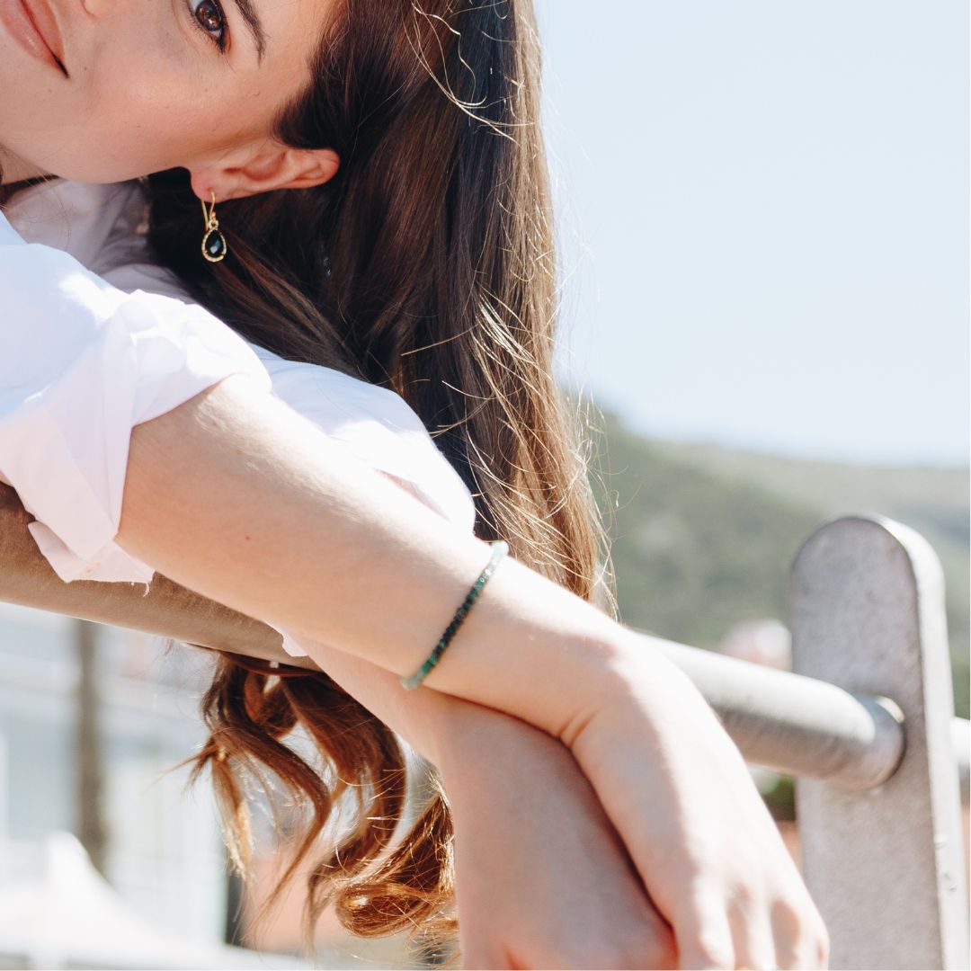 Emerald Ombre button Stone Bracelet