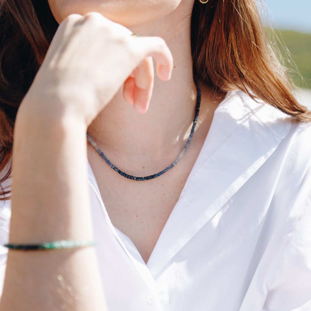 Emerald Ombre button Stone Bracelet