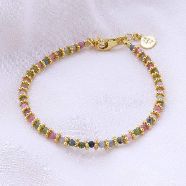 Multi Tourmaline Stone Silver Bracelet
