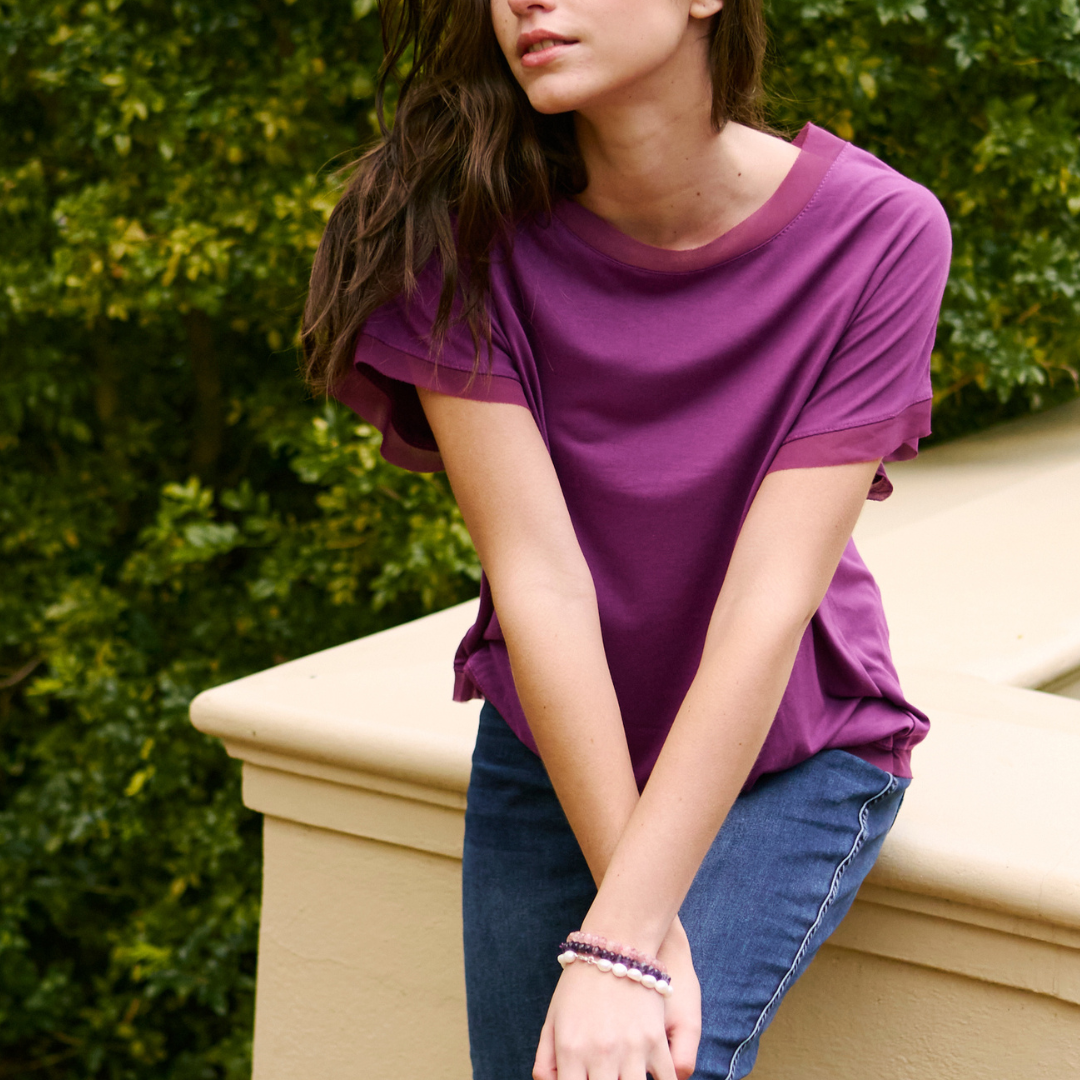 Amethyst Facetted Button Bracelet 8mm