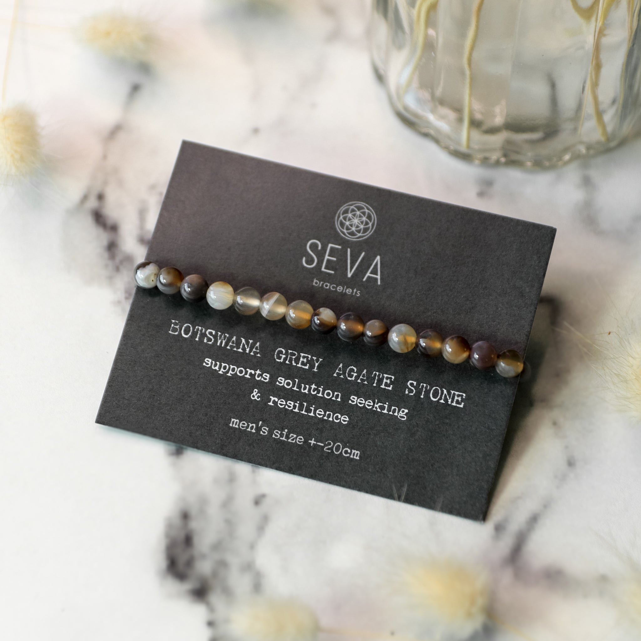 Botswana Grey Agate Stone Bracelet card