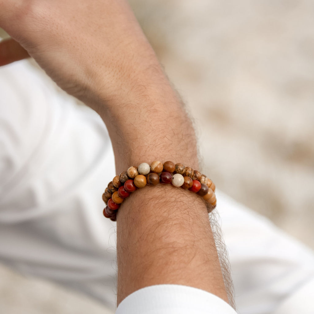 Landscape Jasper Stone Bracelet model image stacked 