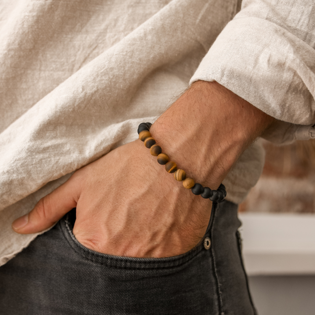 Onyx and Tiger Eye mens bracelet